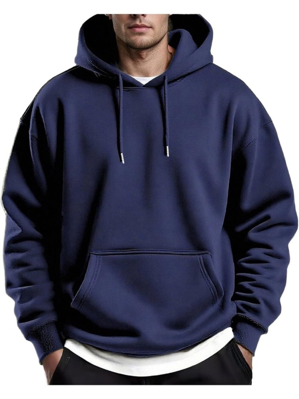 Coofandy Men's Blue Purple Pullover Fleece Lined Long Sleeve Drawstring Hoodies